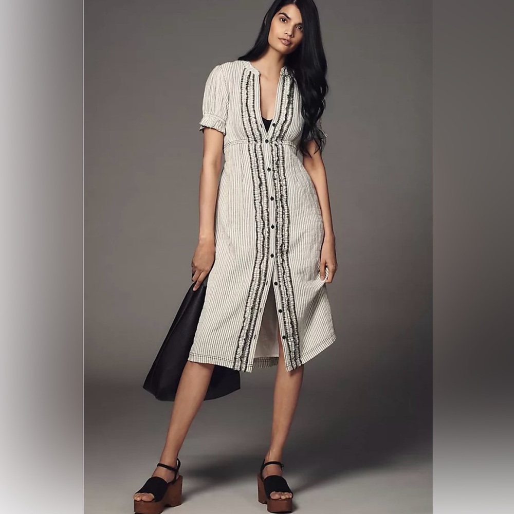 Anthropologie Pilcro Short-Sleeve Babydoll Midi Shirt Dress